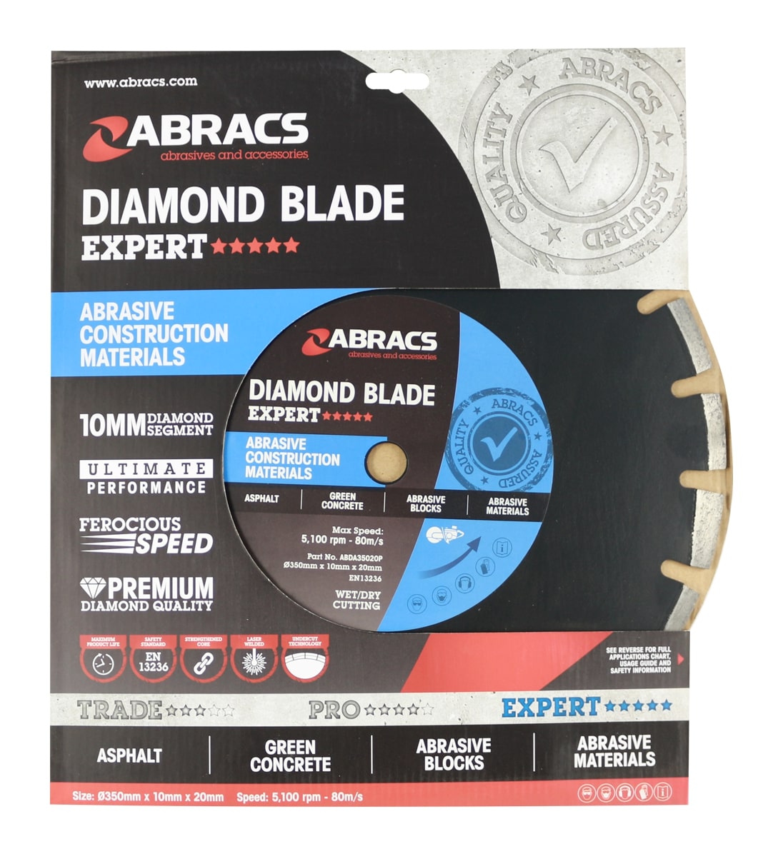 Abracs  ACM Diamond Blade 350mm x 10mm x 25.4mm