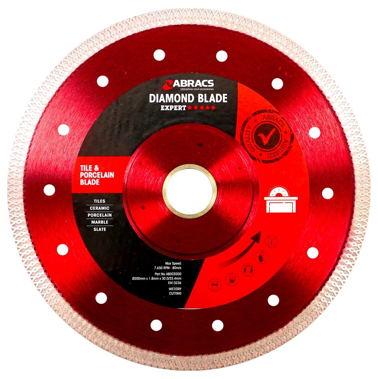 ABRACS  Tile & Porcelain Cutting Diamond Blade 200mm x 1.8mm x 30/25.4mm 