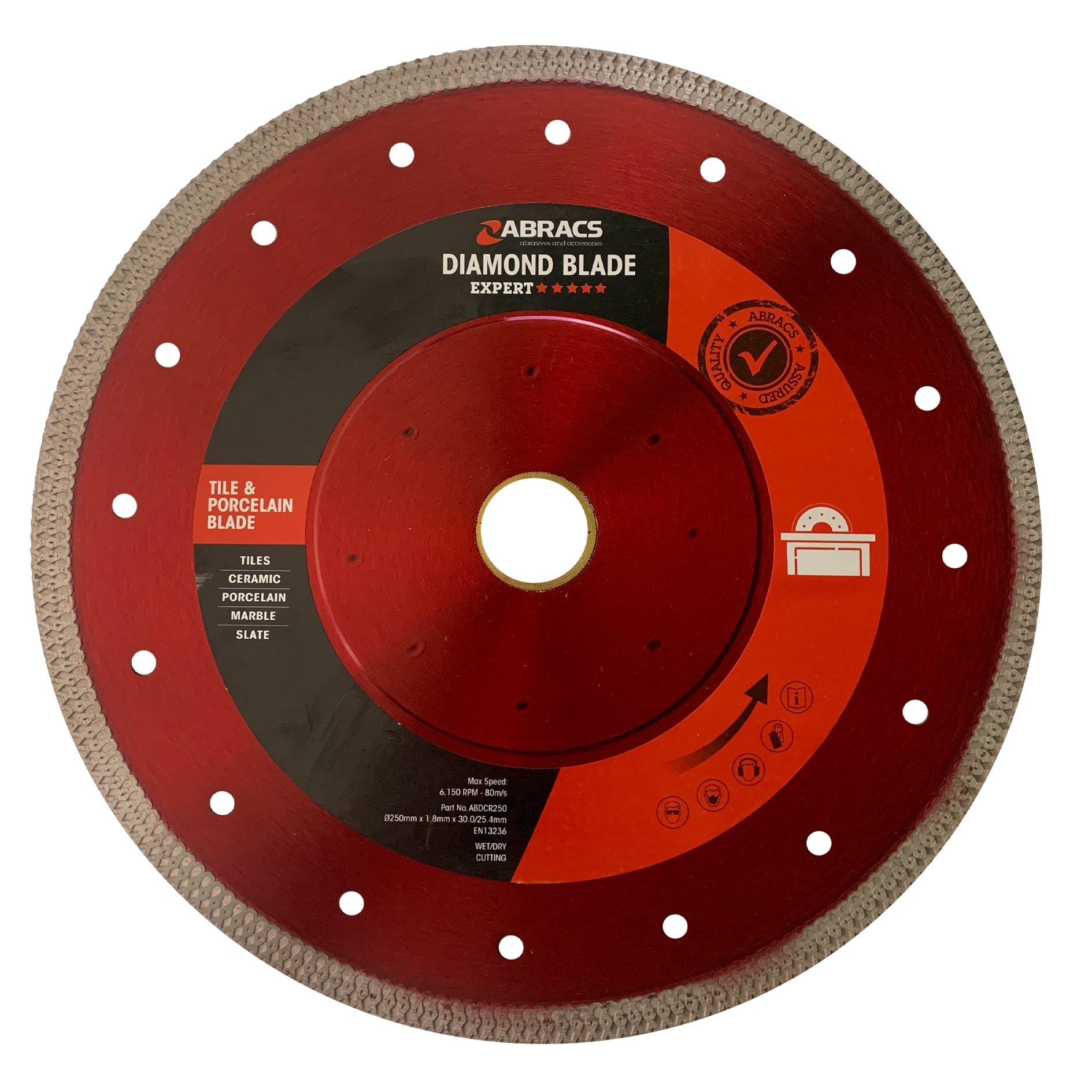 ABRACS  Tile & Porcelain Cutting Diamond Blade 250mm x 1.8mm x 30/25.4mm 