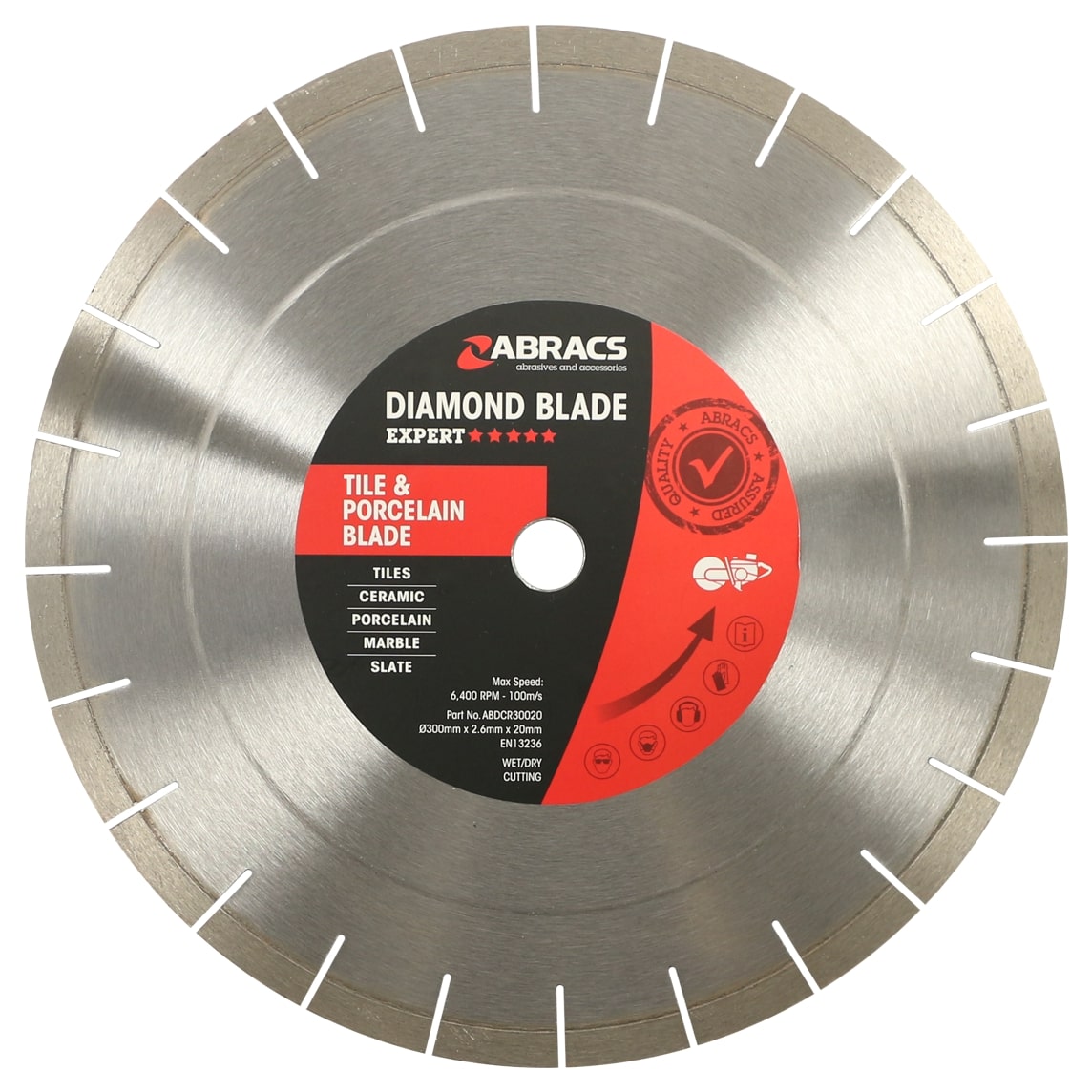 ABRACS  Tile & Porcelain Cutting Diamond Blade 300mm x 2.6mm x 20mm 