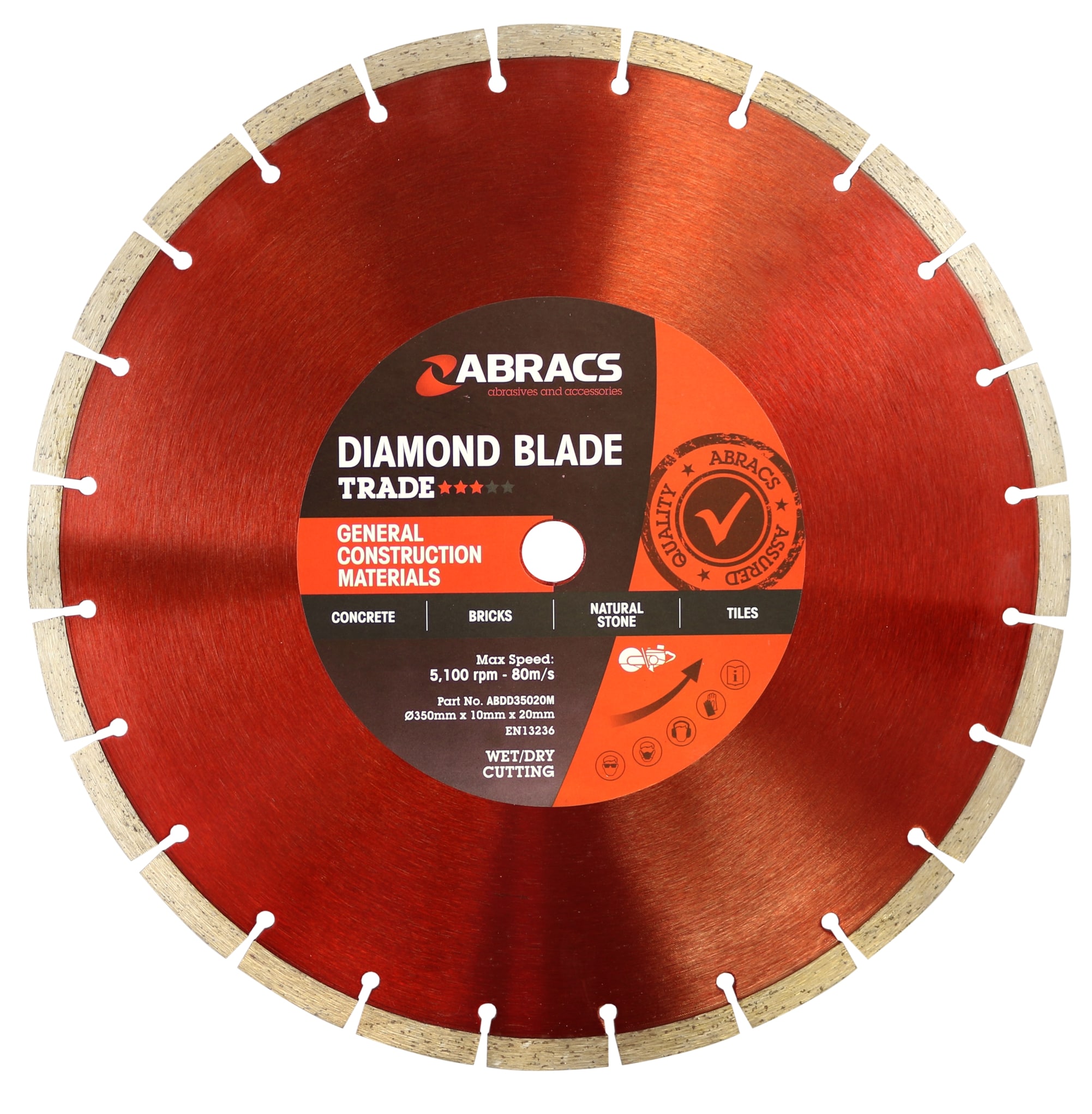 ABRACS  350mm x 10mm x 25.4mm General Construction Materials Diamond Blade - TRADE