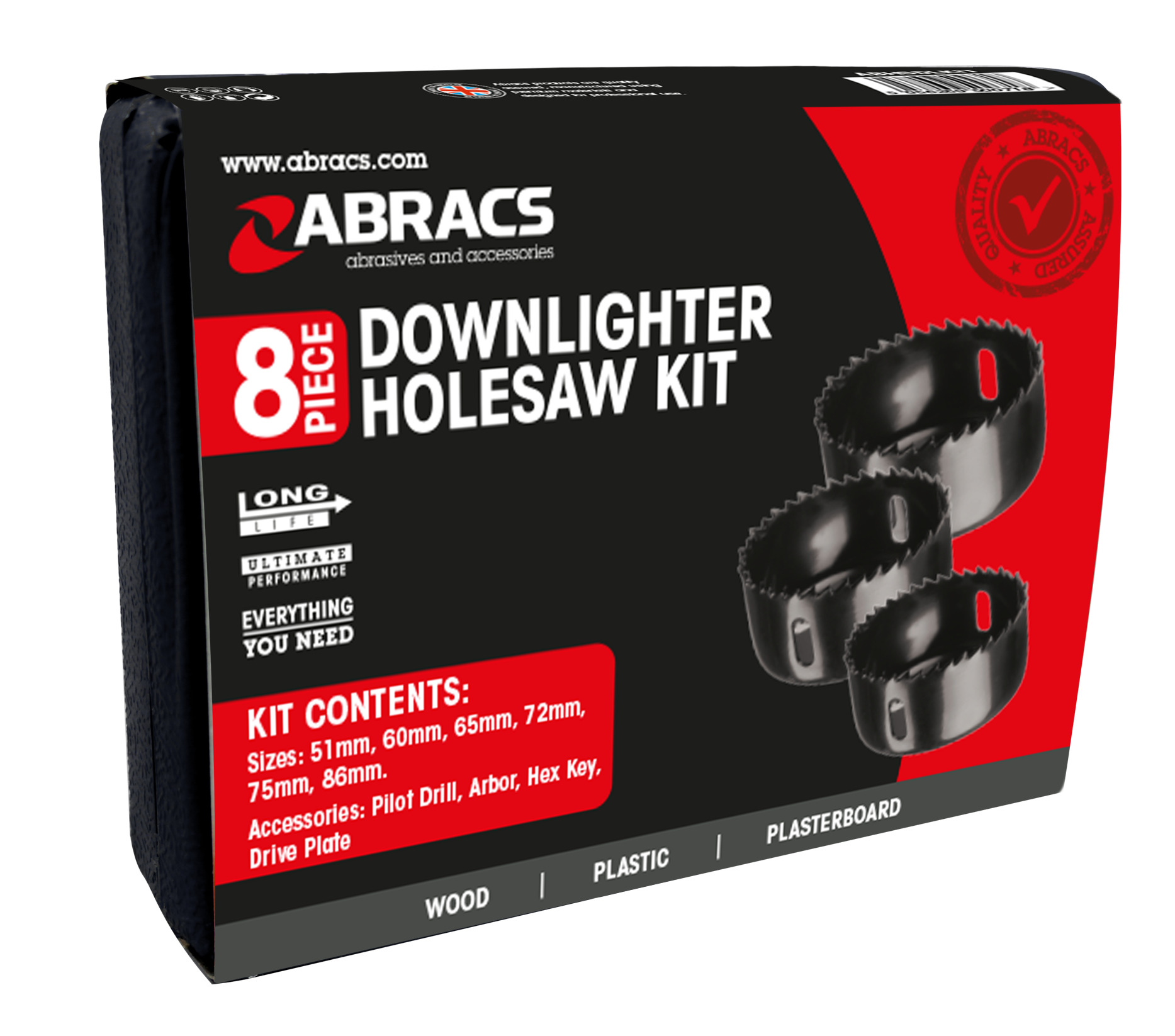 ABRACS  8pc Hole Saw Downlighter Set 