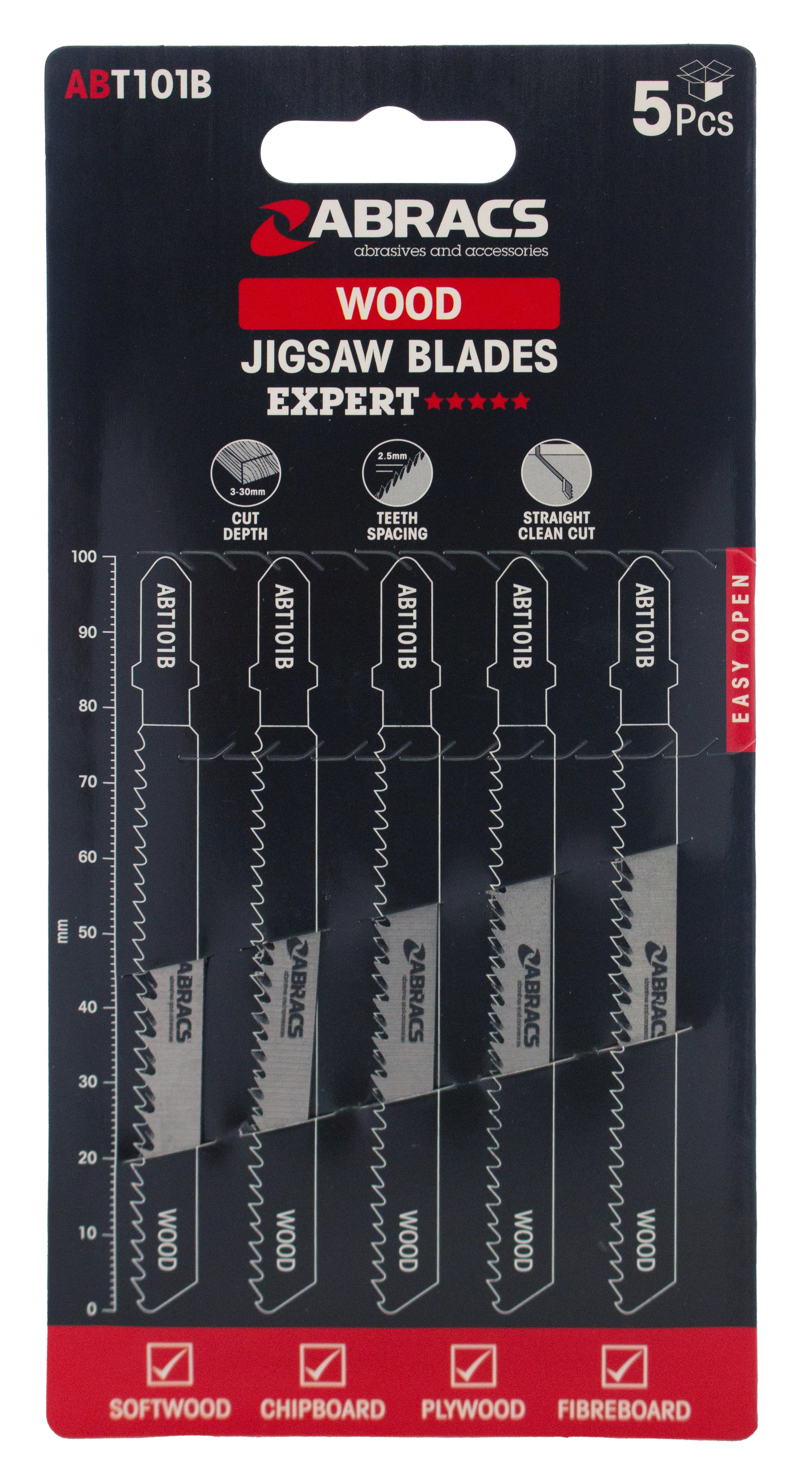 Abracs  JIGSAW BLADE WOOD T101B (5pcs) 