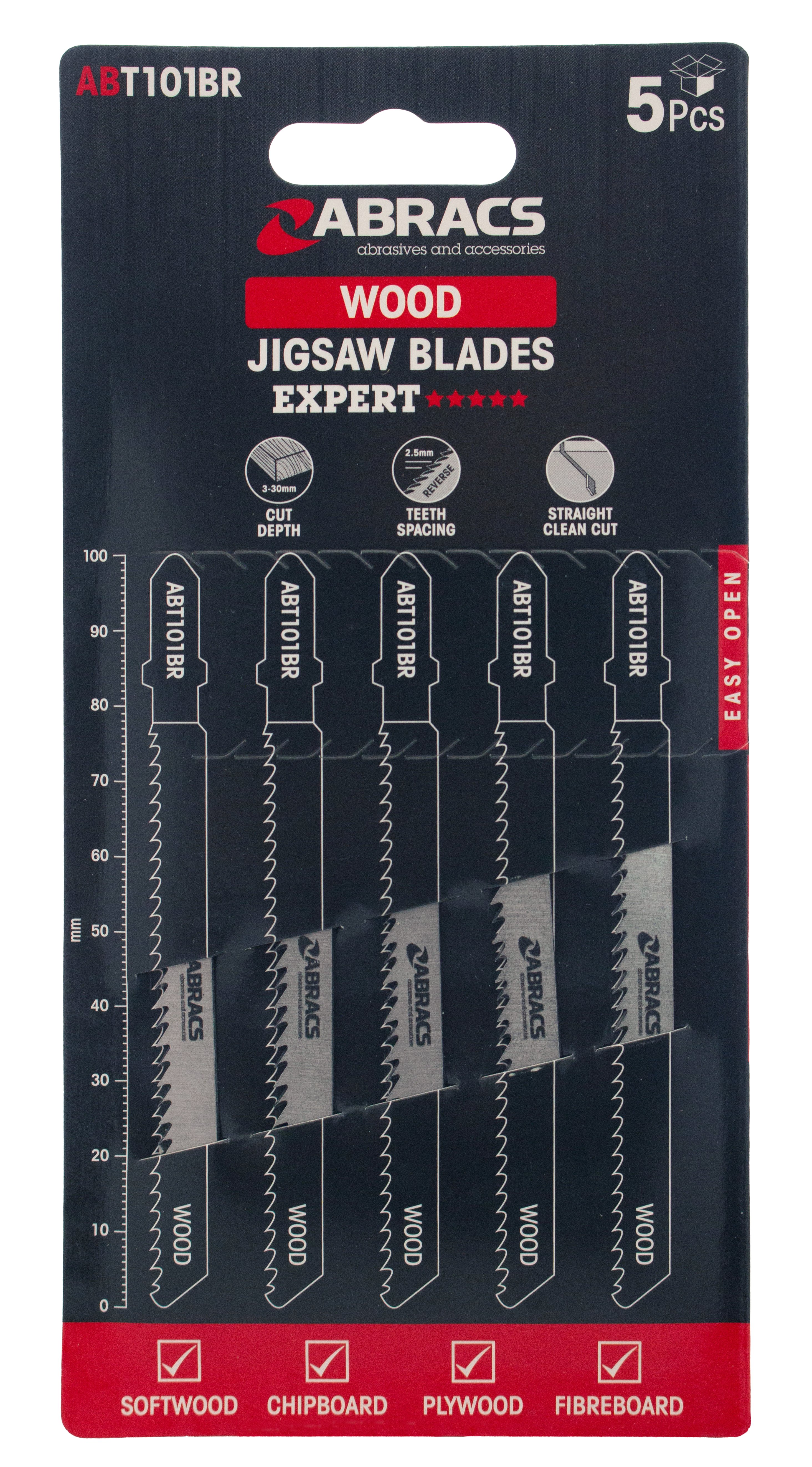 Abracs  JIGSAW BLADE WOOD T101BR (5pcs) 