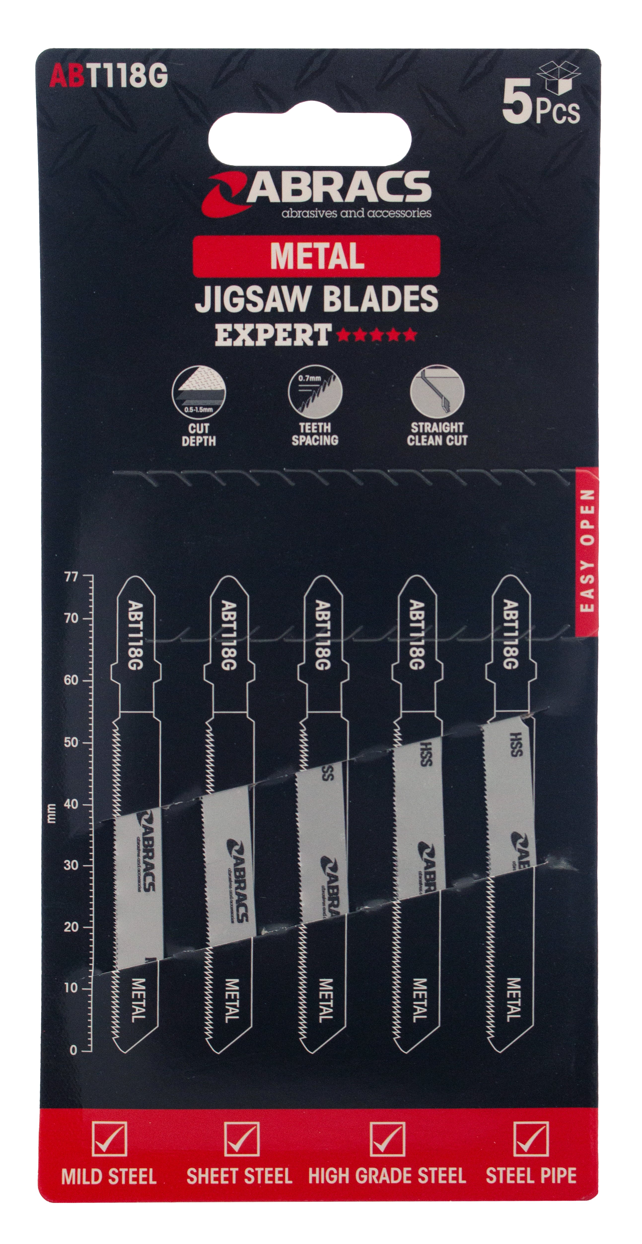 Abracs  JIGSAW BLADE METAL T118G (5pcs) 