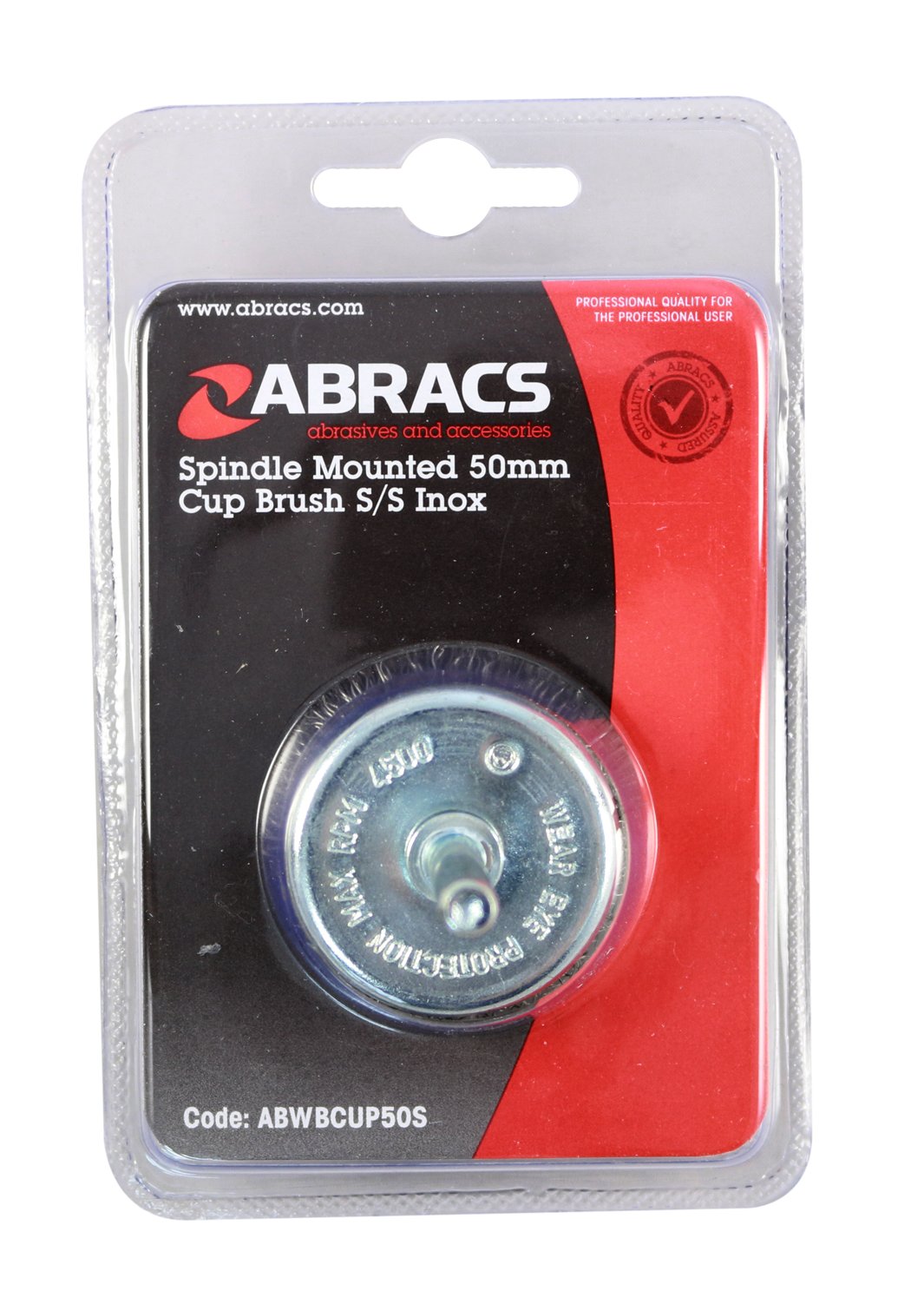 Abracs  SPINDLE MOUNTED 50mm CUP BRUSH S/S 