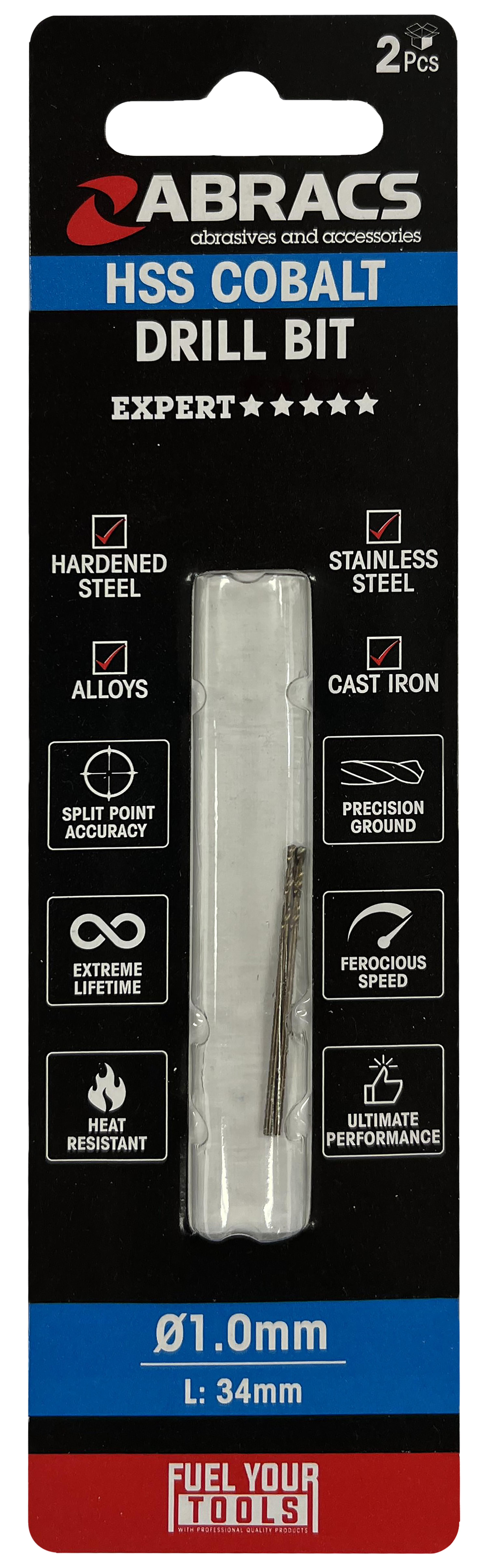 Abracs  1.0mm Cobalt (M35) HSS Drill Bit (10pc) 