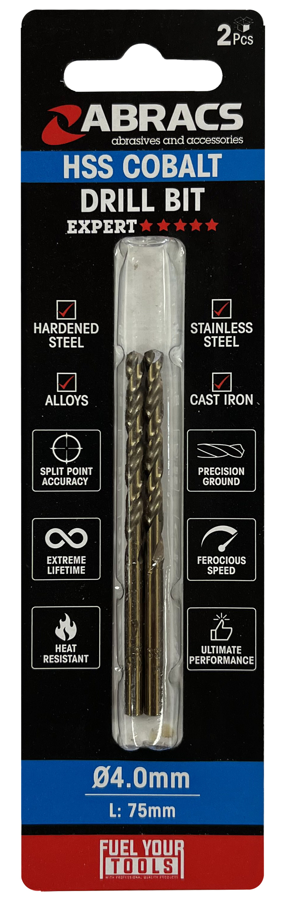 ABRACS  4.0mm Cobalt (M35) HSS Drill Bit (2pc)