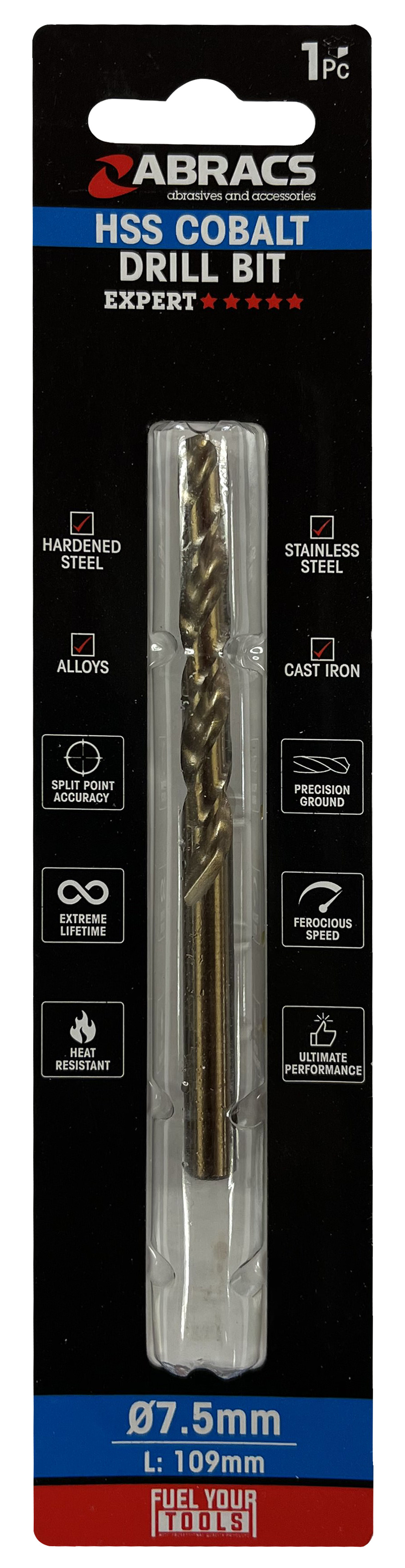 ABRACS  7.5mm Cobalt (M35) HSS Drill Bit (1pc)