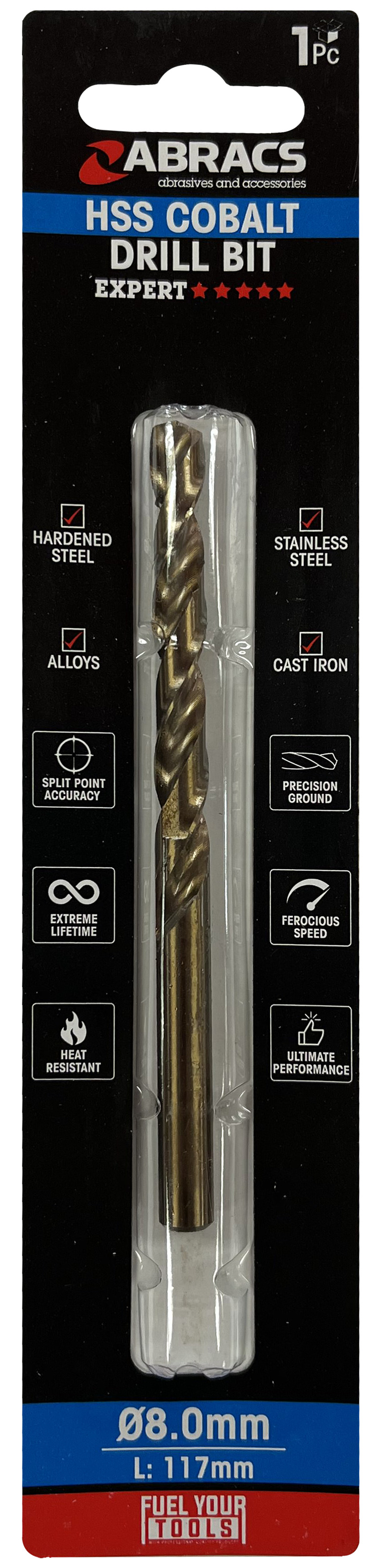 Abracs  8.0mm Cobalt (M35) HSS Drill Bit (5pc) 