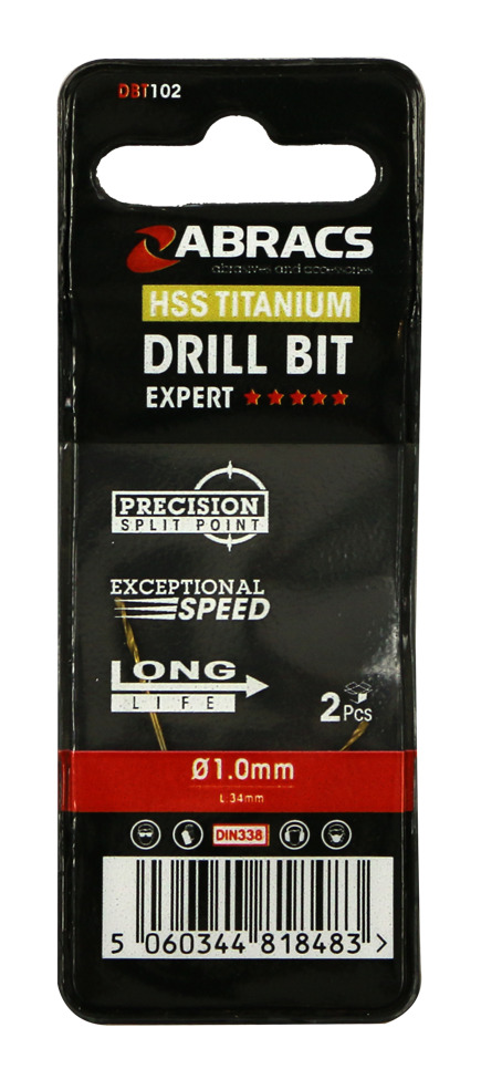 Abracs  TiN COATED HSS DRILL BIT 1.0mm (2pc) 