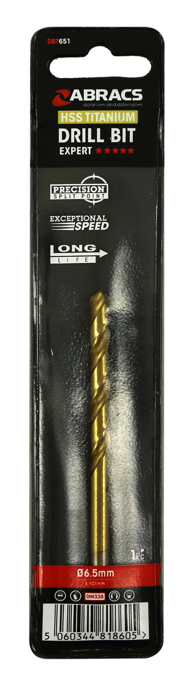 Abracs  TiN COATED HSS DRILL BIT 6.5mm (1pc) 
