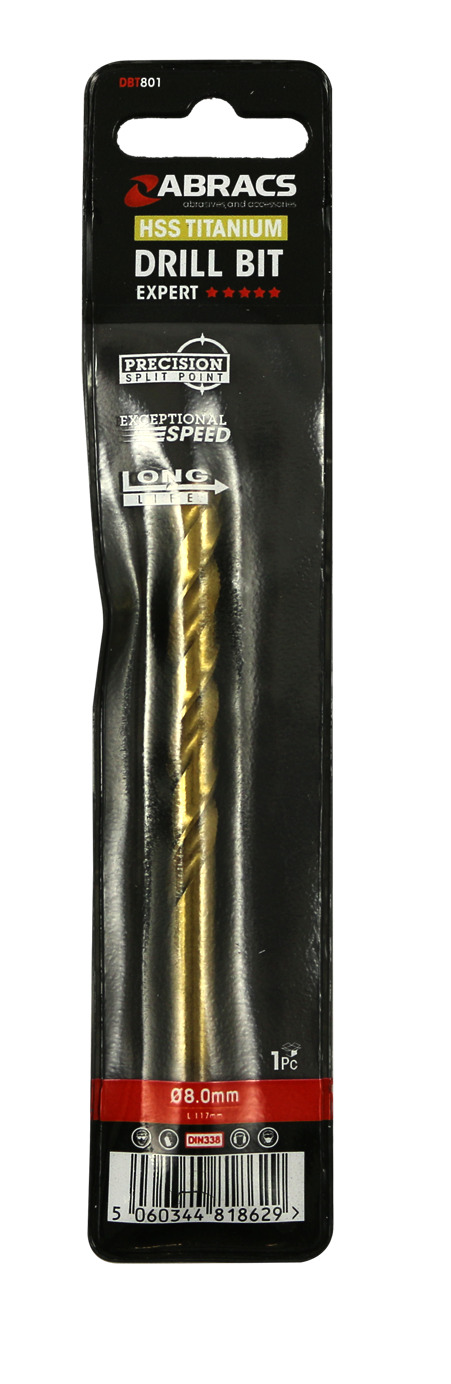 Abracs  TiN COATED HSS DRILL BIT 8.0mm (1pc) 