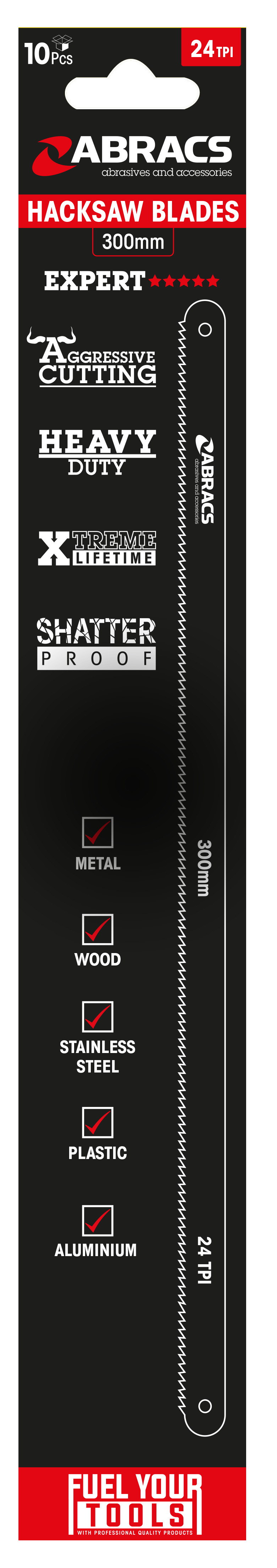 Abracs  300mm Hacksaw Blade - 24T (10pc) 