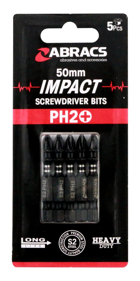 Abracs  50mm Impact S/D Bit - PH2 (5pcs) 