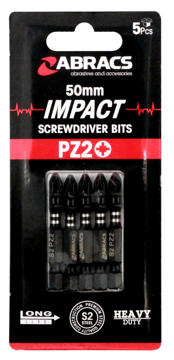 Abracs  50mm Impact S/D Bit - PZ2 (5pcs) 