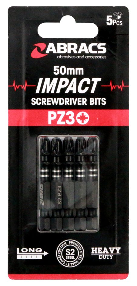 Abracs  50mm Impact S/D Bit - PZ3 (5pcs) 