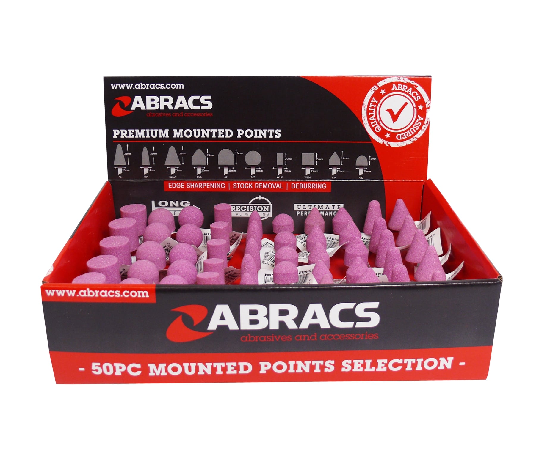 Abracs  50pc MOUNTED POINT DISPLAY PACK 