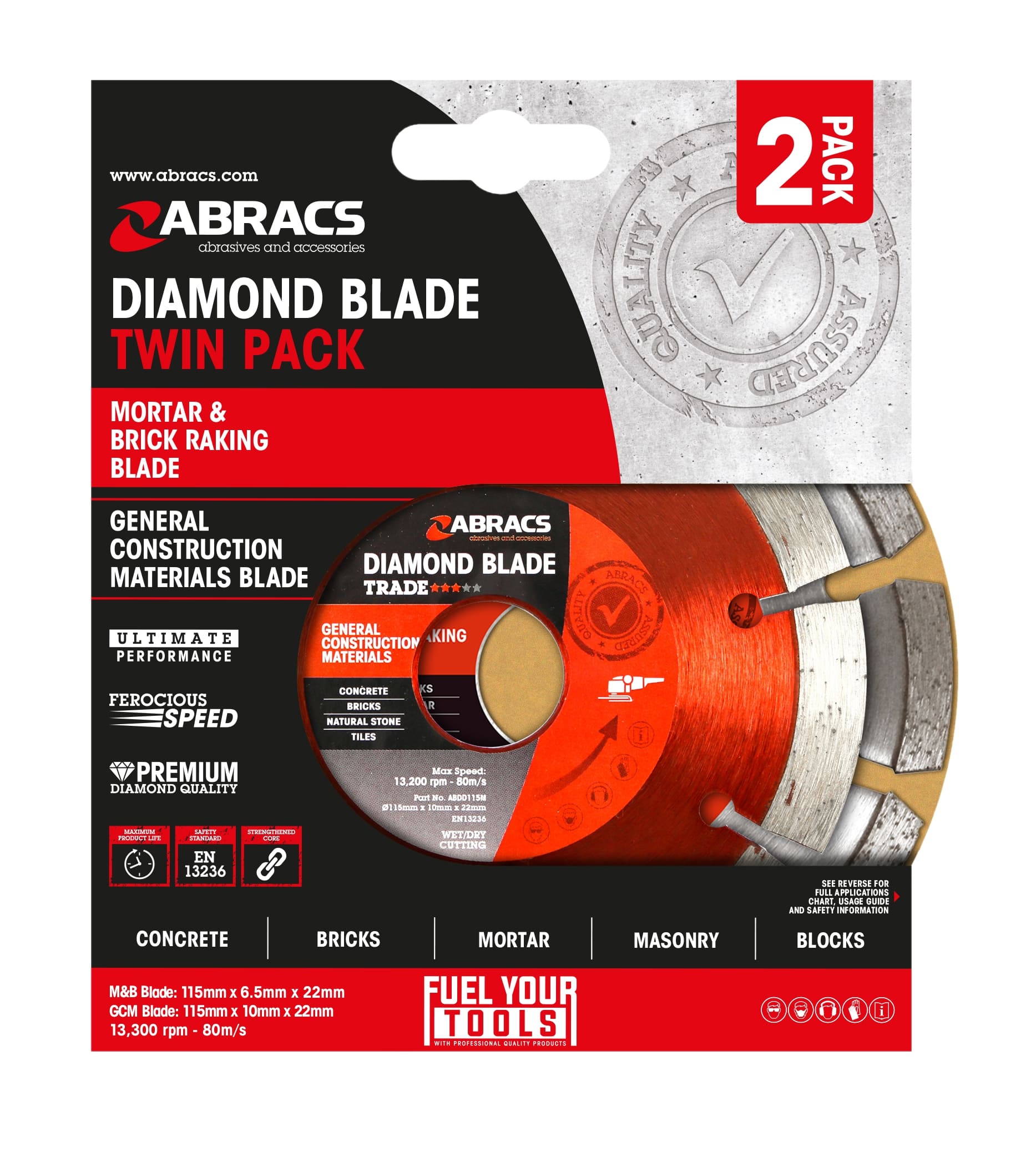 Abracs  115mm Mortar & GCM Blade Twin Pack  Mortar Raking 