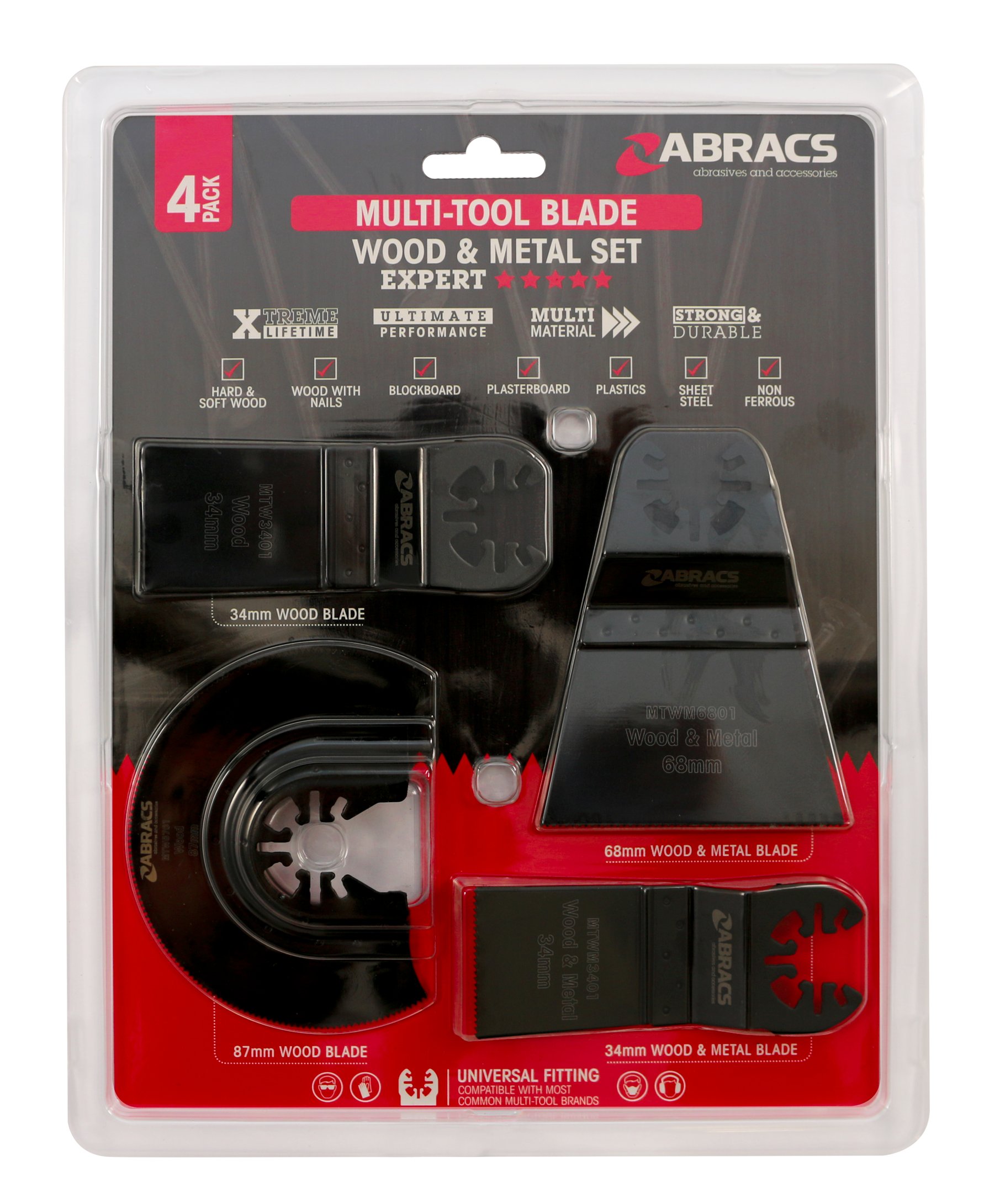 Abracs  4pc Multi-Tool Wood & Metal Blade 