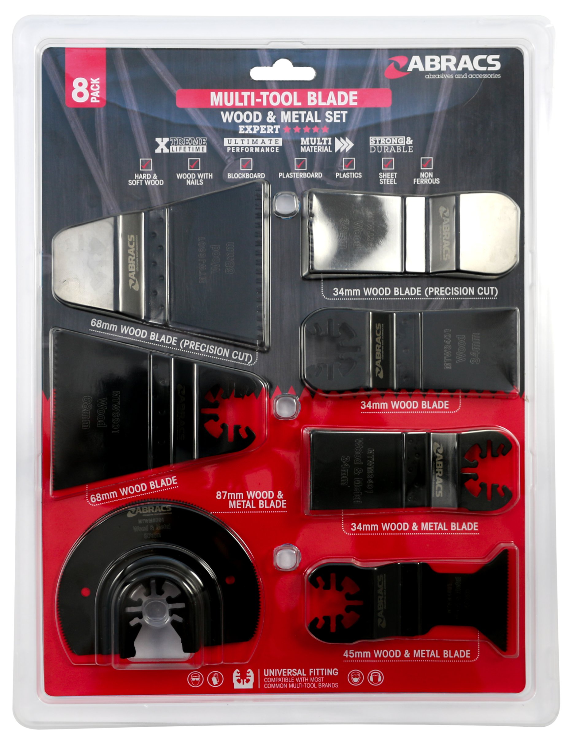 Abracs  8pc Multi-Tool Wood & Metal Blade Set 