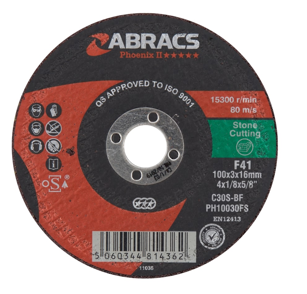 Abracs  PHOENIX II 100mm x 3mm x 16mm FLAT STONE Cutting Disc