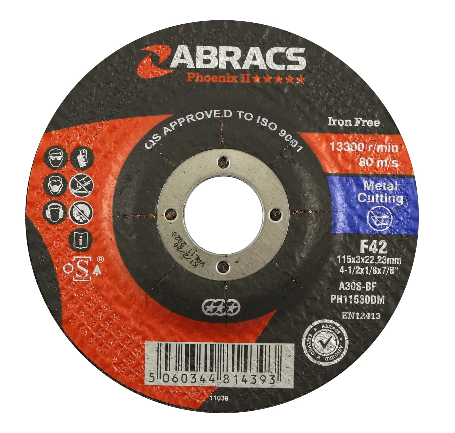 Abracs  PHOENIX II 115mm x 3mm x 22mm DPC METAL Cutting Disc