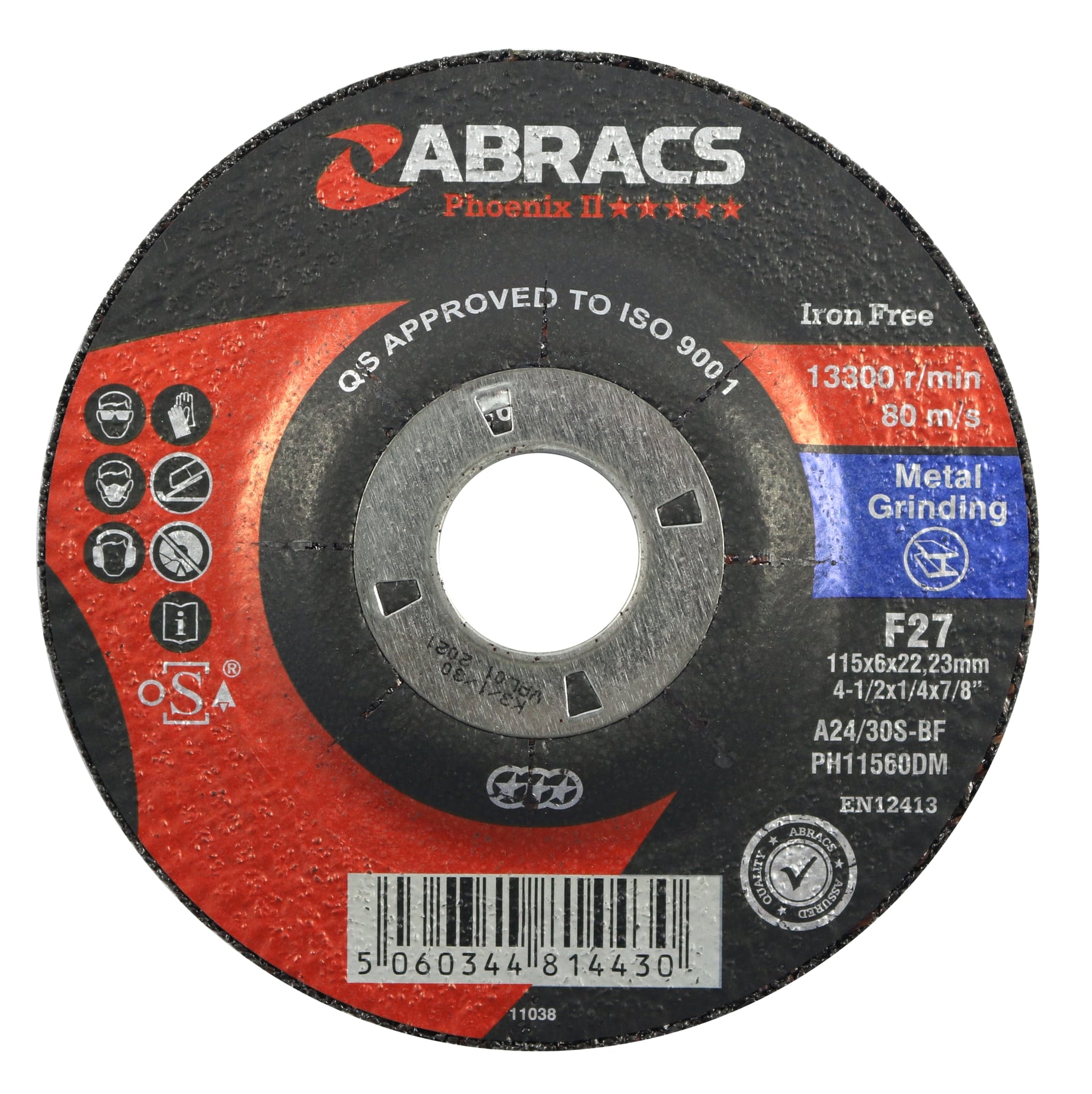 Abracs  PHOENIX II 115mm x 6mm x 22mm DPC METAL Grinding Disc