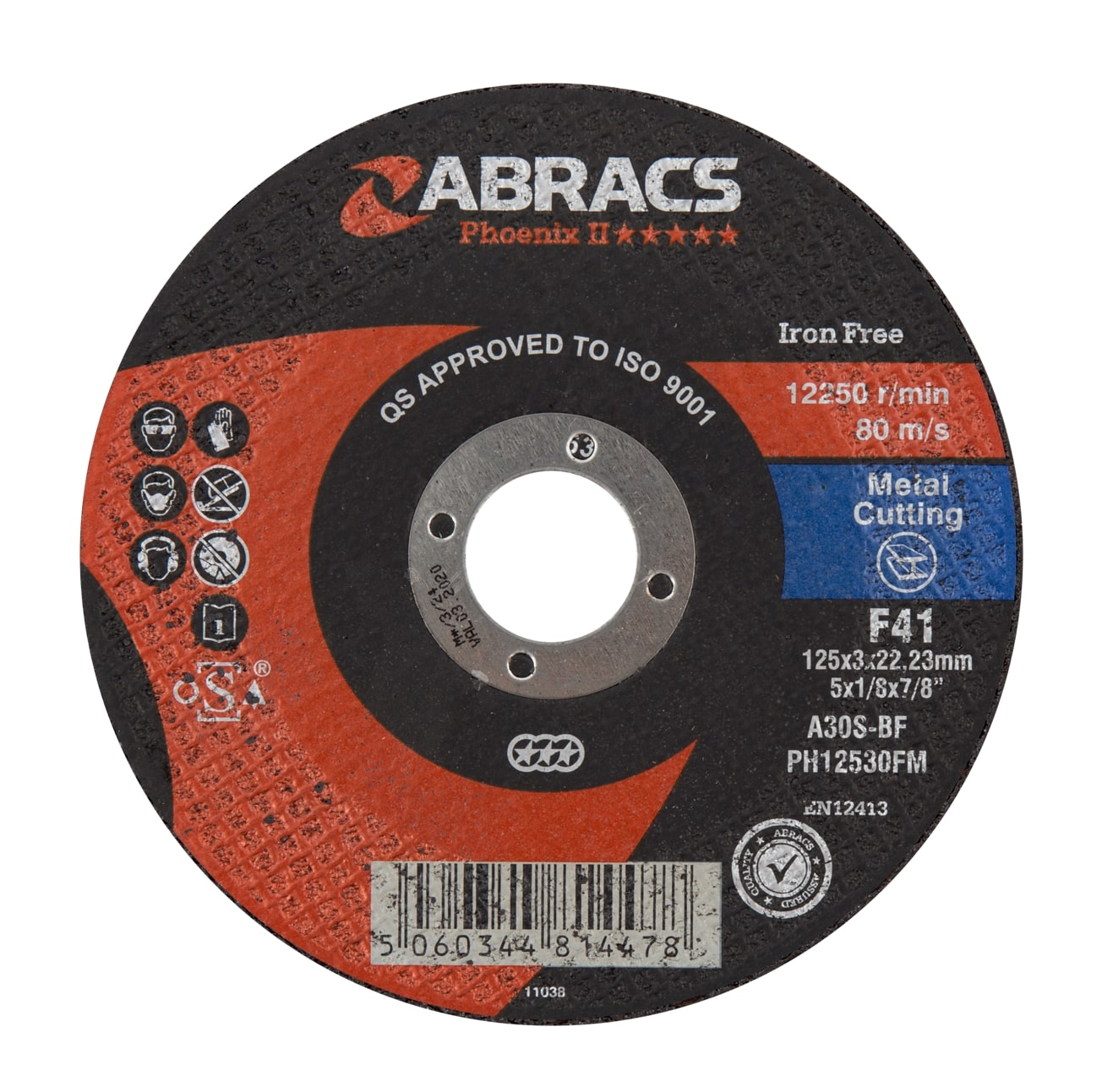 Abracs  PHOENIX II 125mm x 3mm x 22mm FLAT METAL Cutting Disc