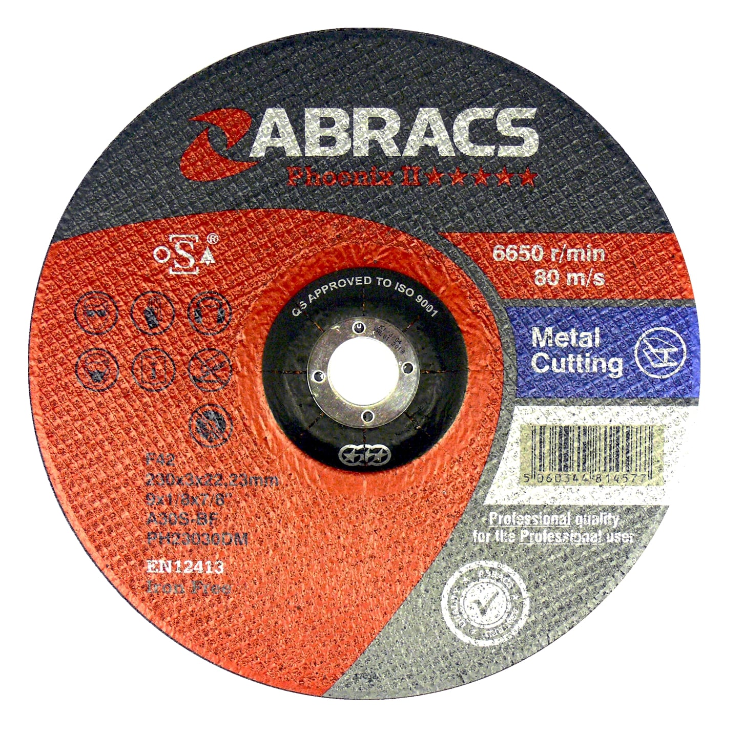 Abracs  PHOENIX II 230mm x 3mm x 22mm DPC METAL Cutting Disc