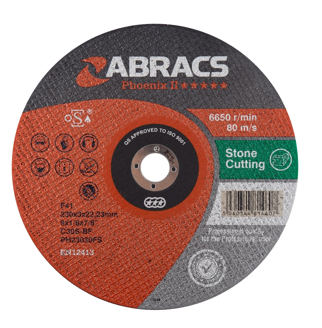 Abracs  PHOENIX II 230mm x 3mm x 22mm FLAT STONE Cutting Disc