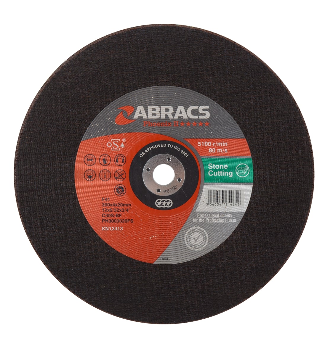 Abracs  PHOENIX 300mm x 4mm x 20mm FLAT STONE Cutting Disc