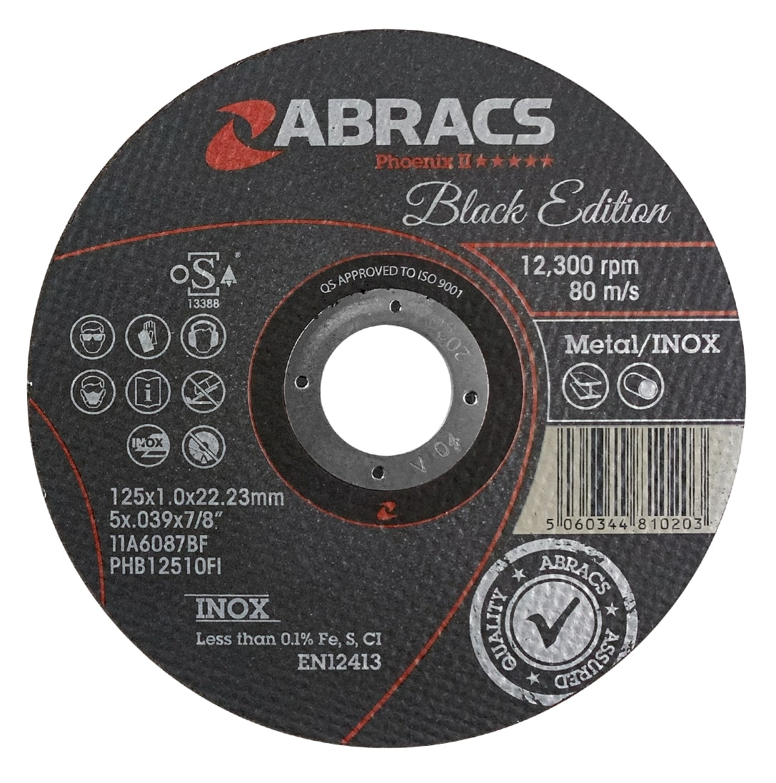 ABRACS  Phoenix II 'Black Edition' 125x1.0x22mm INOX Extra Thin Cutting Disc
