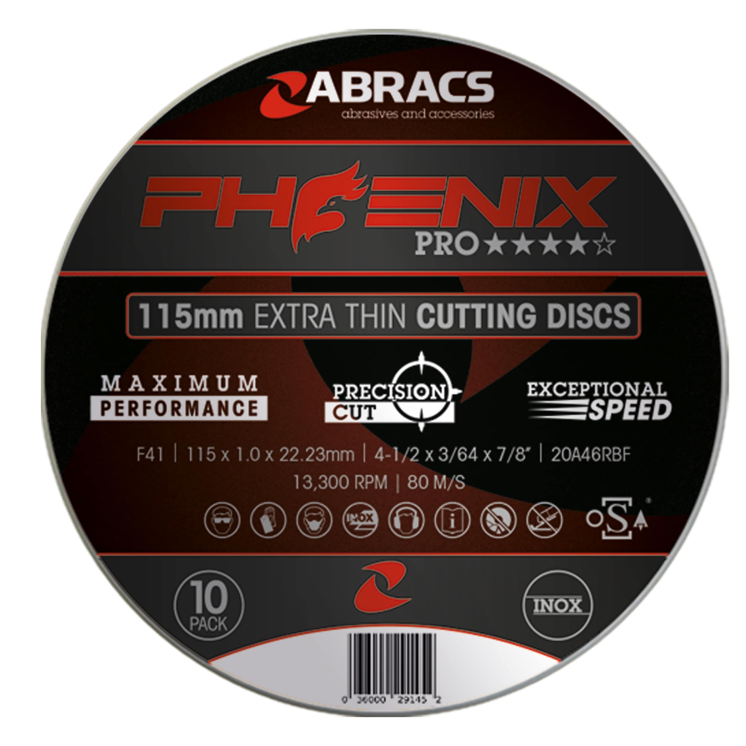 ABRACS  Phoenix II Extra Thin Cutting Disc 115mm x 1.0mm x 22mm 