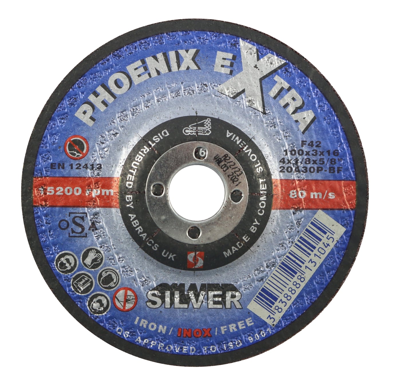 Abracs  SILVER 100mm x 3mm x 16mm DPC INOX Cutting Disc
