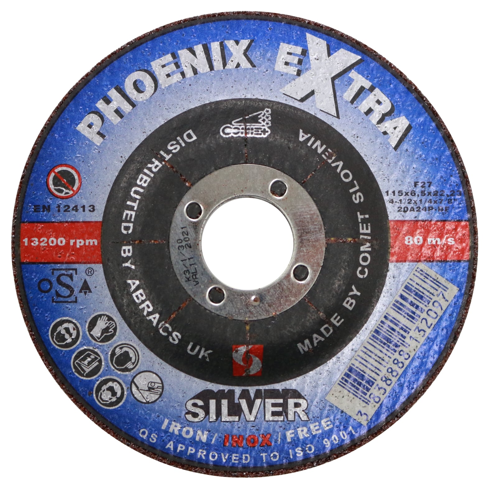 Abracs  SILVER 115mm x 6mm x 22mm DPC INOX Grinding Disc