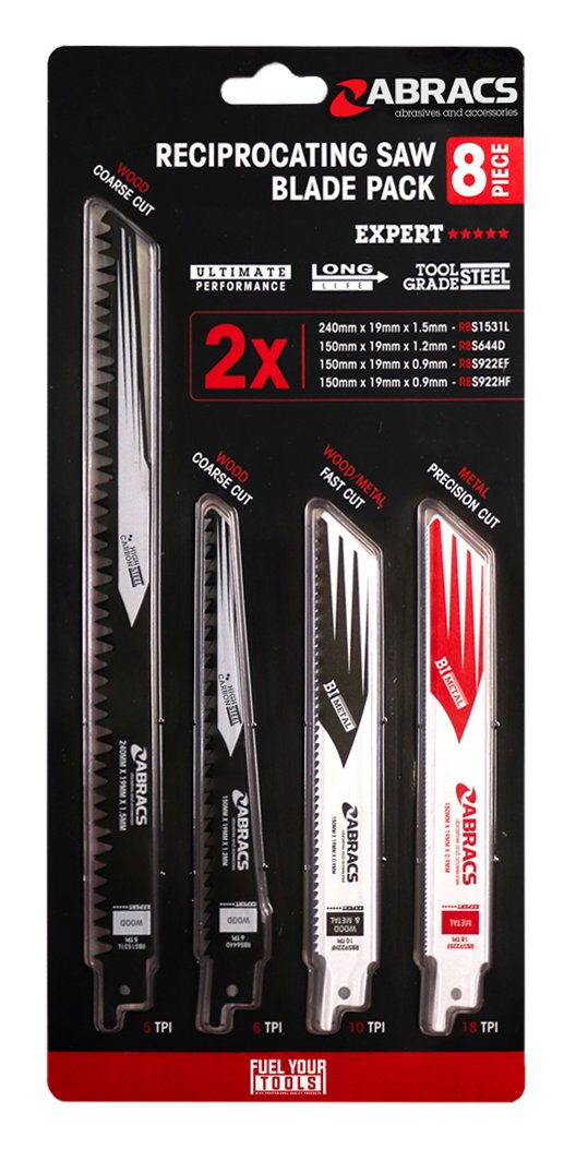 Abracs  8pc RECIP BLADE MIXED PACK 