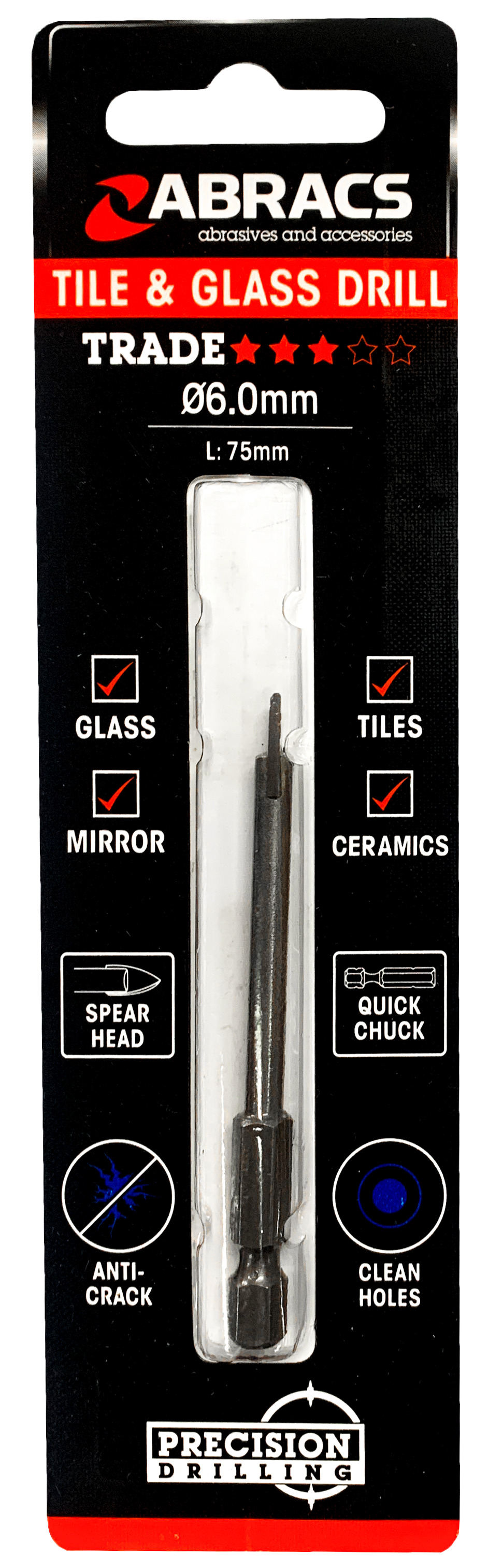 Abracs  Spear Head Tile Bit - 6.0mm  