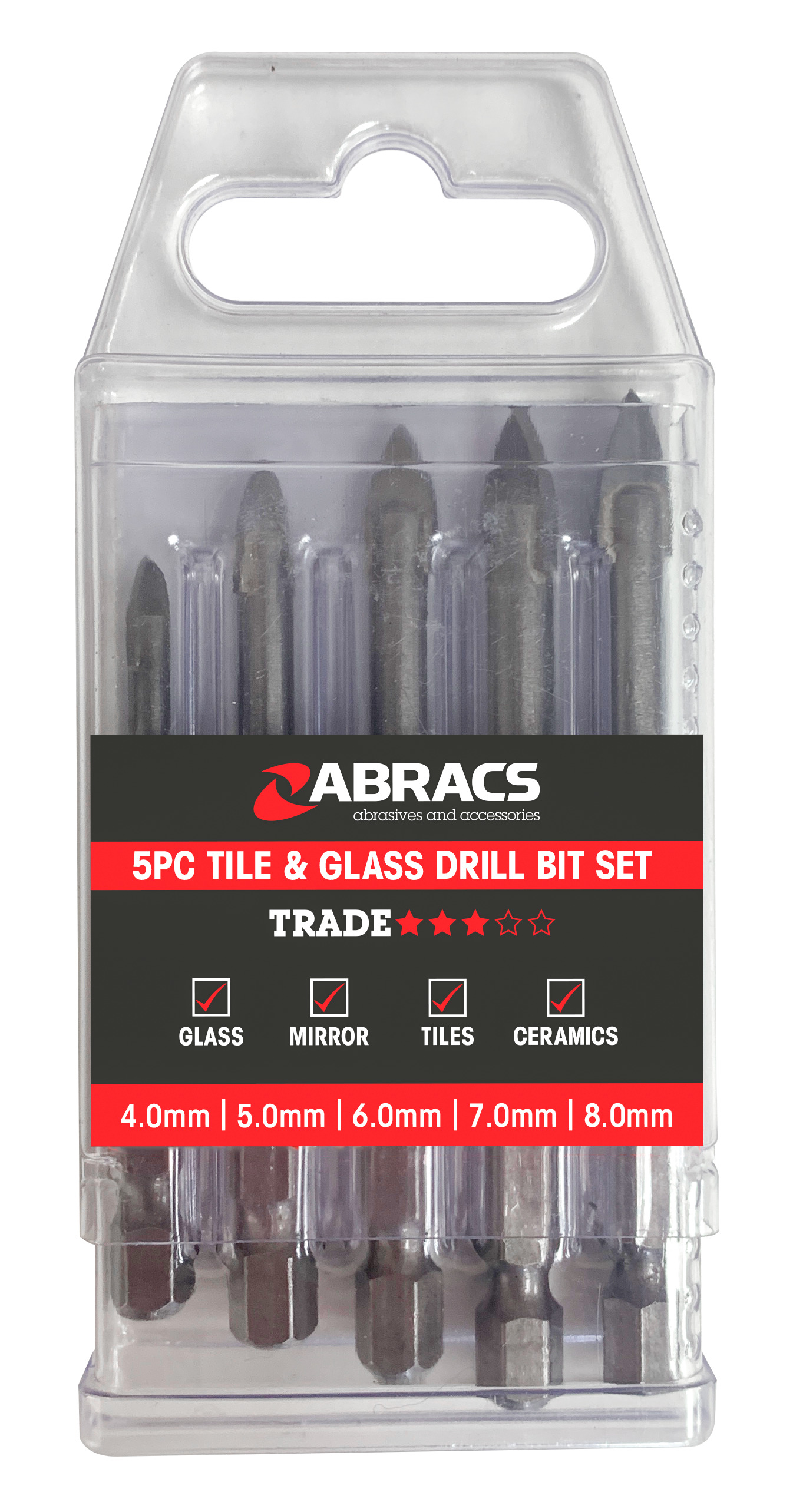 Abracs  Spear Head Tile Bit - 5pc Set  