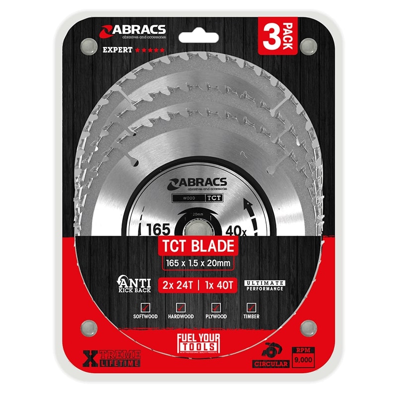 Abracs  3pc 165mm TCT Blade Pack  