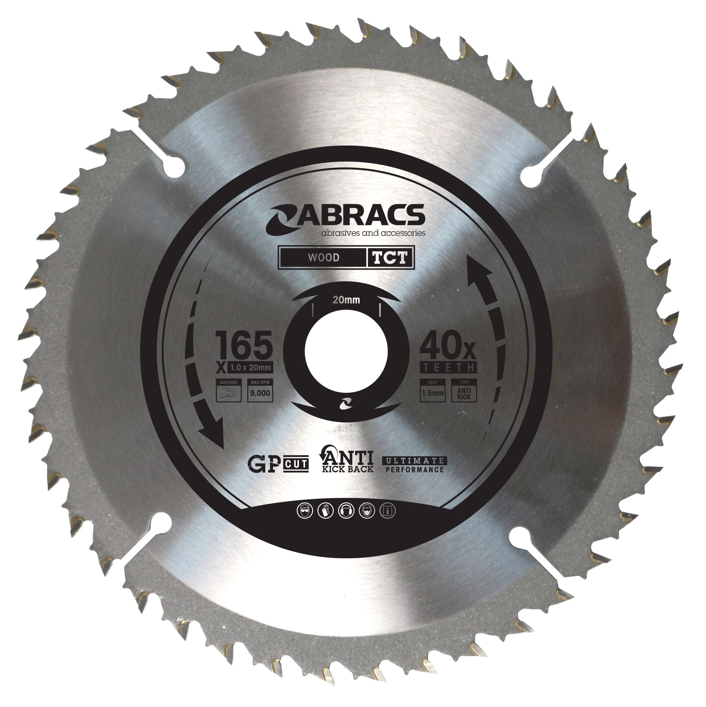 Abracs  TCT BLADE 165mm x 20mm x 40T - Wood (Cordless) 