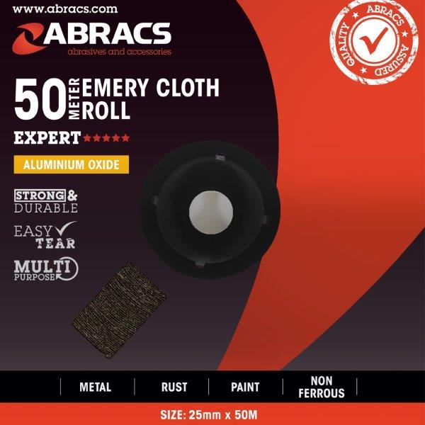 Abracs Emery Roll 50mm x 50M x 80grit 