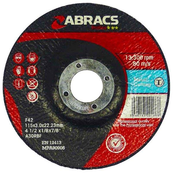 Abracs  PROFLEX 115mm x 3mm x 22mm DPC METAL CUTTING DISCS